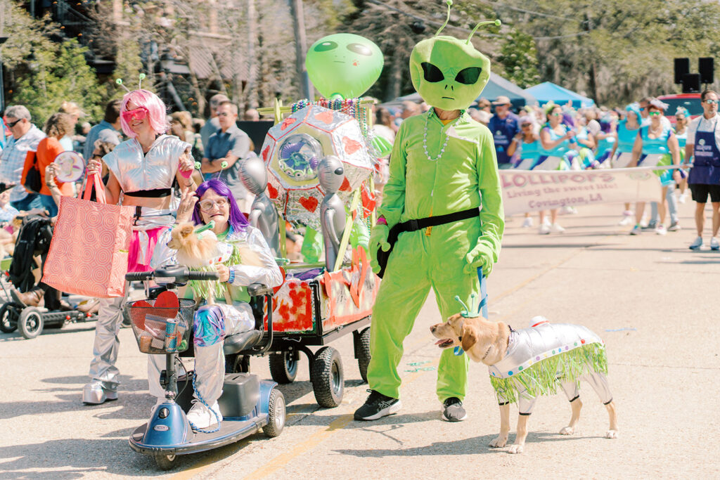 parade-goers in costume