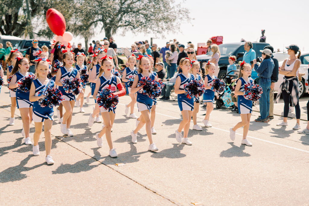 photo of marching cheerleaders