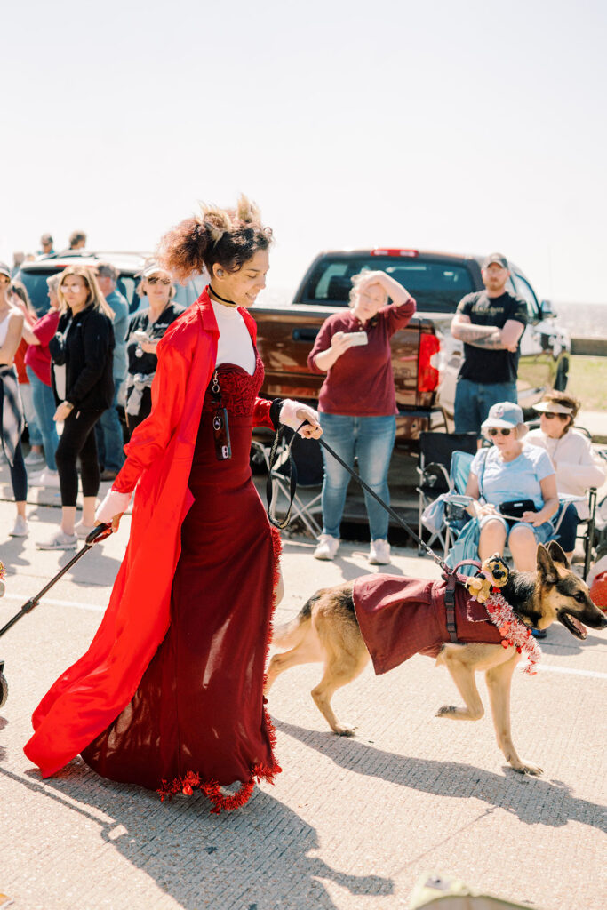 pup and owner in costume